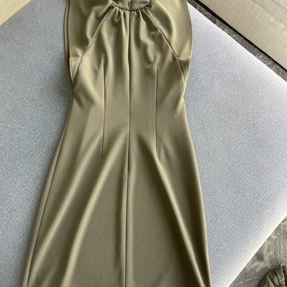 Calvin Klein Women’s Ruffle Cap Sleeve Mock Neck Dress Size 2 Caper - Picture 4 of 9